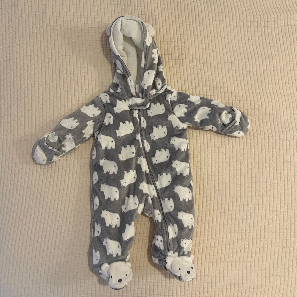 Carter's Gray Polar Bear Footed One Piece